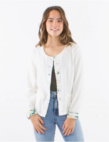 Chaqueta 70% viscosa 30% lino lisa mangas largas