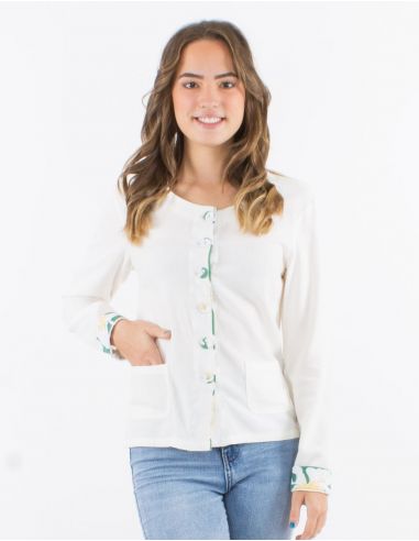 Chaqueta 70% viscosa 30% lino lisa mangas largas