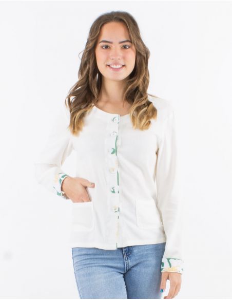 Chaqueta 70% viscosa 30% lino lisa mangas largas