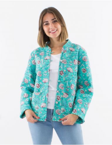 Chaqueta algodon acolchada reversible botones redondos