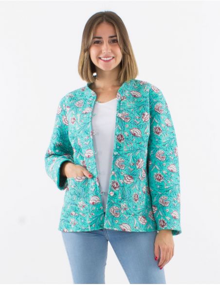 Chaqueta algodon acolchada reversible botones redondos