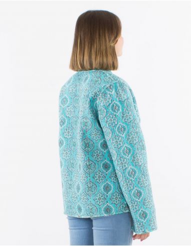 Chaqueta algodon acolchada reversible botones redondos