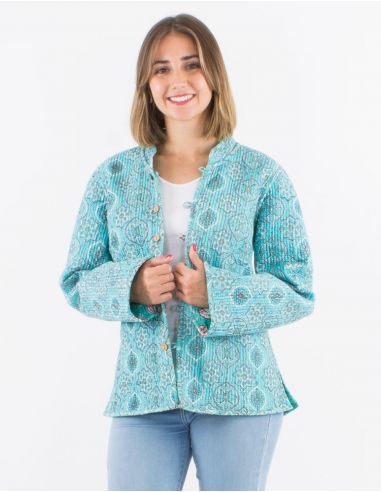 Chaqueta algodon acolchada reversible botones redondos