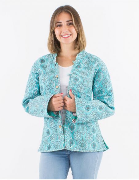 Chaqueta algodon acolchada reversible botones redondos