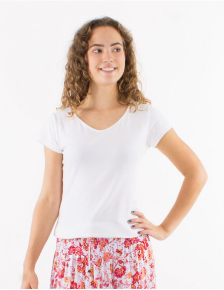 Camiseta 95% algodon 5% elastano mangas cortas lisa