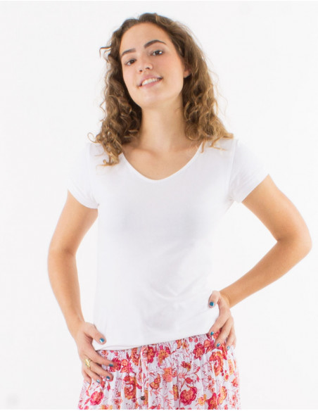 Camiseta 95% algodon 5% elastano mangas cortas lisa