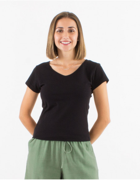 Camiseta 95% algodon 5% elastano mangas cortas lisa