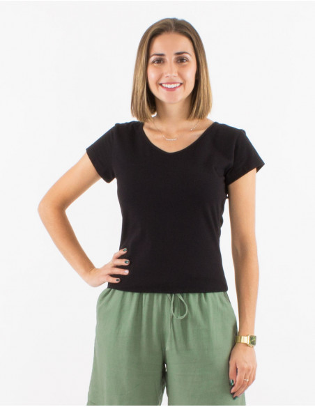 Camiseta 95% algodon 5% elastano mangas cortas lisa