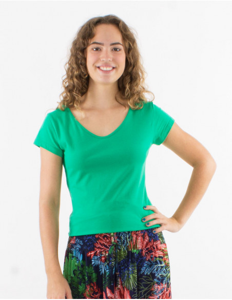 Camiseta 95% algodon 5% elastano mangas cortas lisa