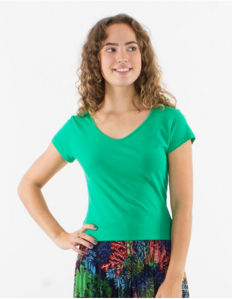 Camiseta 95% algodon 5% elastano mangas cortas lisa