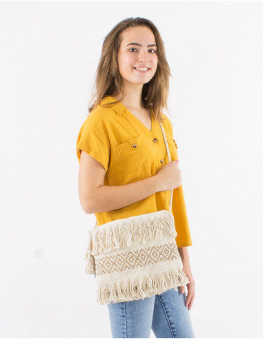Bolso de algodón macramé con forro 29X23CM