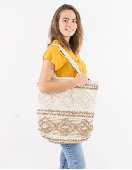 Bolso de algodón macramé con forro 45X45CM