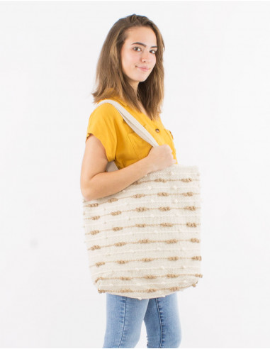 Bolso de algodón macramé con forro 45X45CM