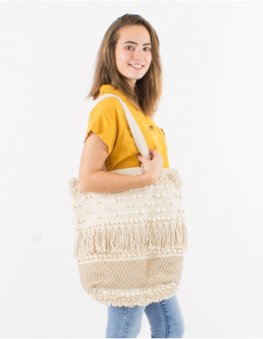 Bolso de algodón macramé con forro 45X45CM