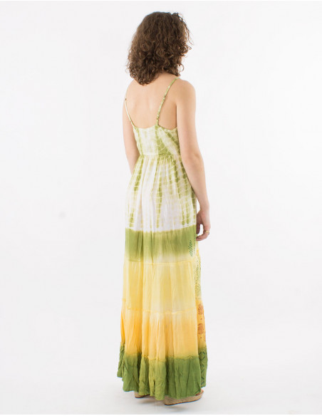 Vestido largo viscosa tie and dye tirantes espalda eslastica