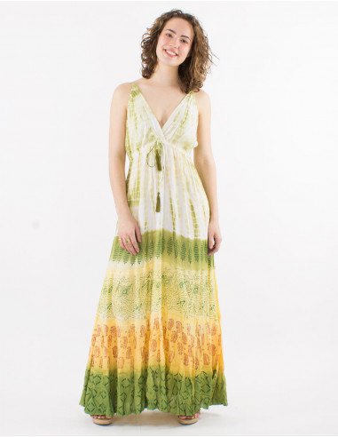 Vestido largo viscosa tie and dye tirantes...