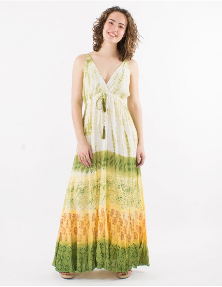 Vestido largo viscosa tie and dye tirantes espalda eslastica