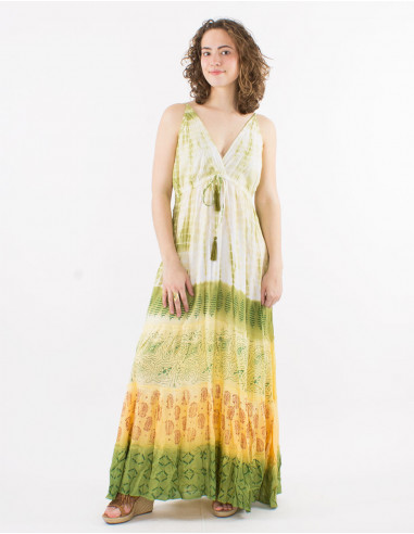 Vestido largo viscosa tie and dye tirantes...