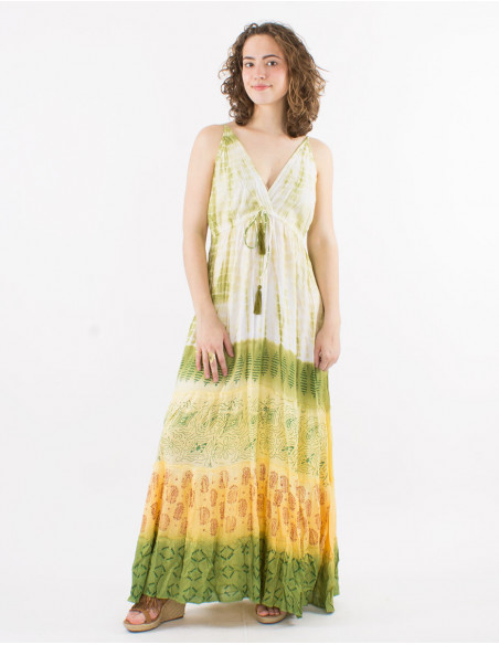 Vestido largo viscosa tie and dye tirantes espalda eslastica