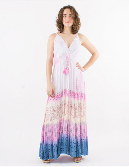 Vestido largo viscosa tie and dye tirantes espalda eslastica