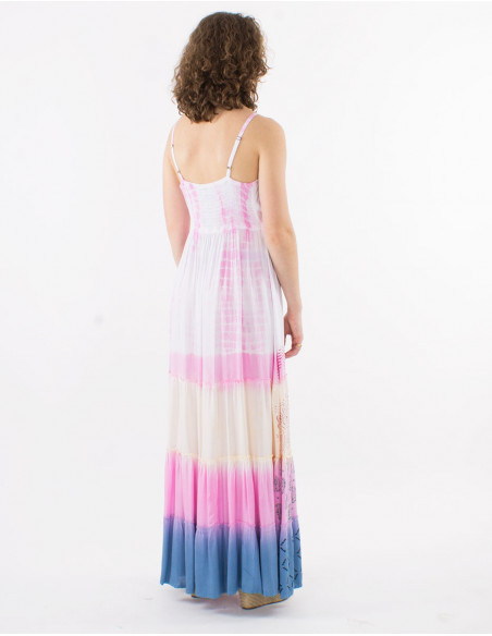 Vestido largo viscosa tie and dye tirantes espalda eslastica