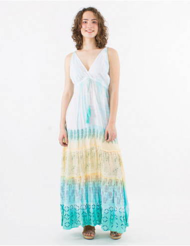 Vestido largo viscosa tie and dye tirantes...