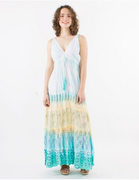 Vestido largo viscosa tie and dye tirantes espalda eslastica