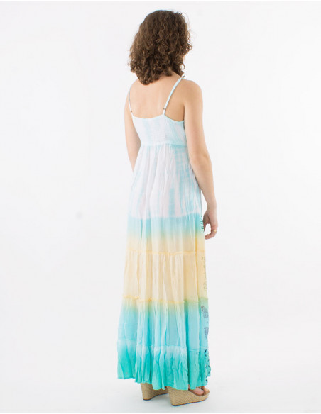 Vestido largo viscosa tie and dye tirantes espalda eslastica