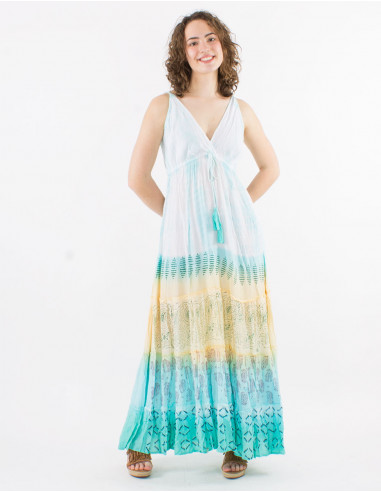 Vestido largo viscosa tie and dye tirantes...