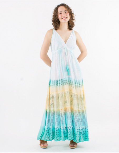 Vestido largo viscosa tie and dye tirantes espalda eslastica