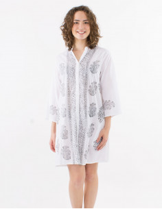 Tunica algodon con botones con sello mangas 3/4 2