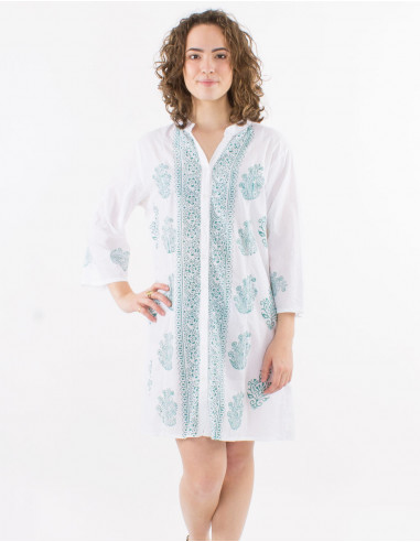 Tunica algodon con botones con sello mangas 3/4