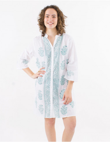 Tunica algodon con botones con sello mangas 3/4