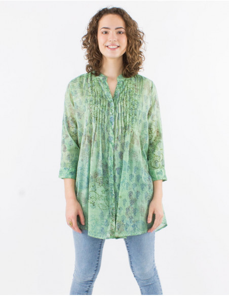 Tunica velo de algodon estampado mangas largas