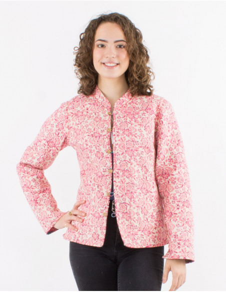 Chaqueta algodon acolchada reversible botones redondos