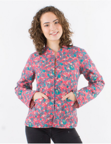 Chaqueta algodon acolchada reversible botones redondos