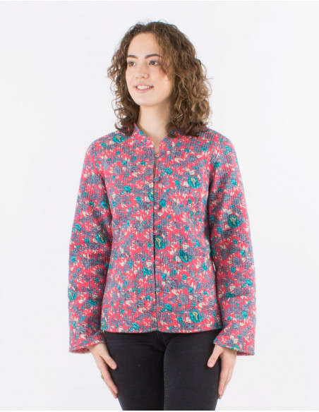 Chaqueta algodon acolchada reversible botones redondos