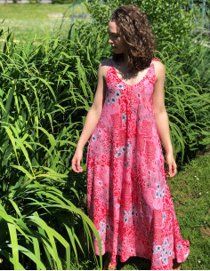 Vestido largo poliester tirantes estampado bohemia plateado