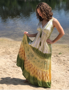 Vestido largo viscosa tie and dye tirantes espalda eslastica