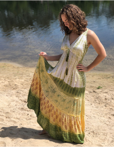 Vestido largo viscosa tie and dye tirantes espalda eslastica