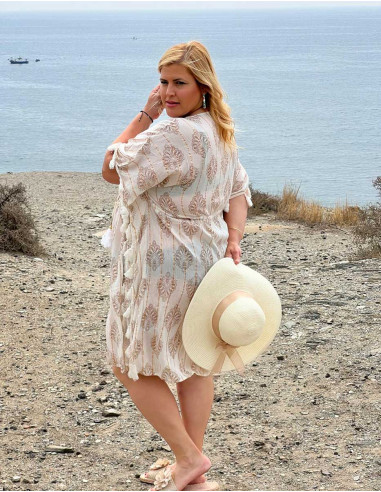 Vestido kaftan 95% viscosa crepe 5% hilos...