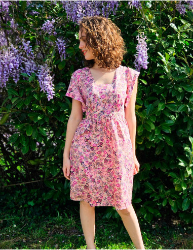 Vestido poliester mangas cortas estampado surat