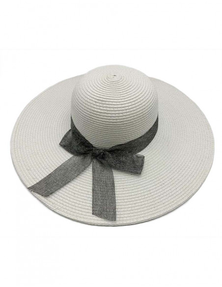 Sombrero papel Blancoo cinta gris