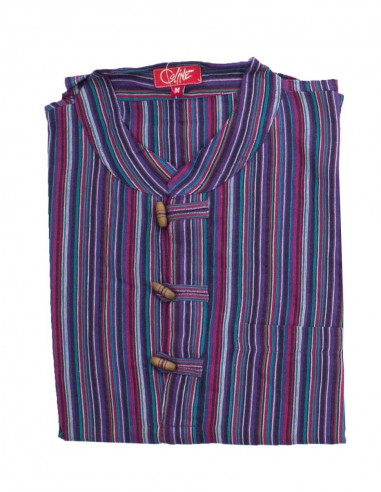 Camisa kurta h algodon rayas botones coco