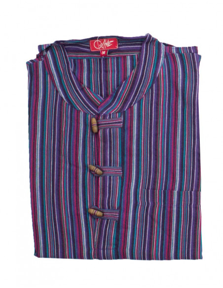 Camisa kurta h algodon rayas botones coco