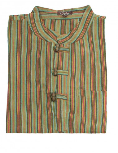 Camisa kurta h algodon rayas botones coco