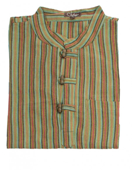 Camisa kurta h algodon rayas botones coco