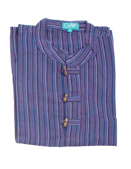 Camisa kurta h algodon rayas botones coco