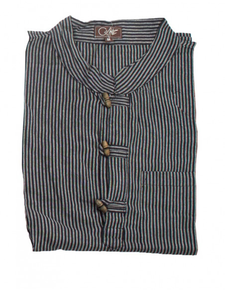 Camisa kurta h algodon rayas botones coco