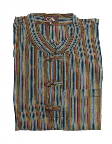 Camisa kurta h algodon rayas botones coco